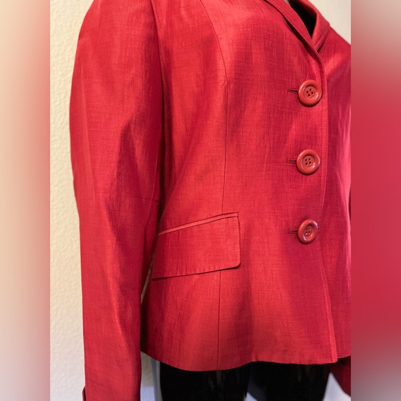 Lafayette 148 New York Sz 14 Silk Linen Blend Three Button - Picture 2 of 8